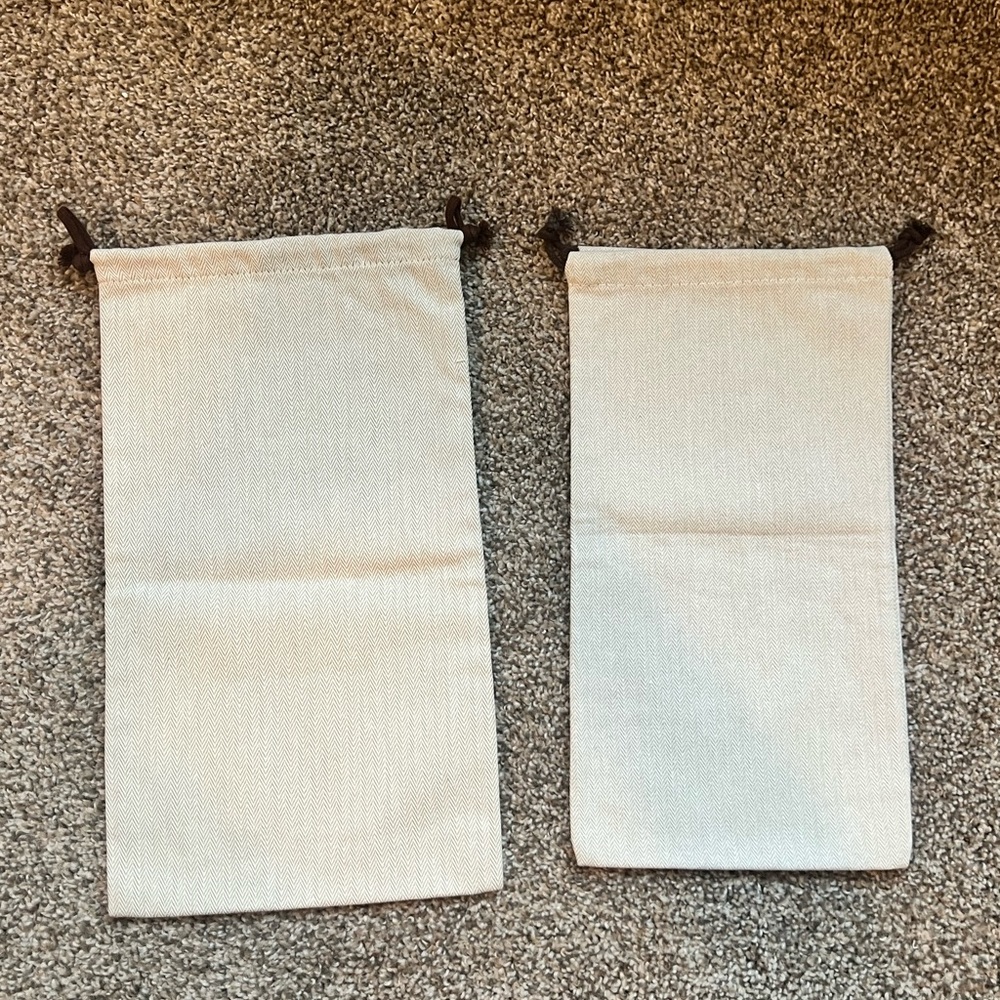 Authentic Hermes Paris Herringbone Dust Bags Set of 2 Drawstring Storage Pouches - Picture 2 of 9